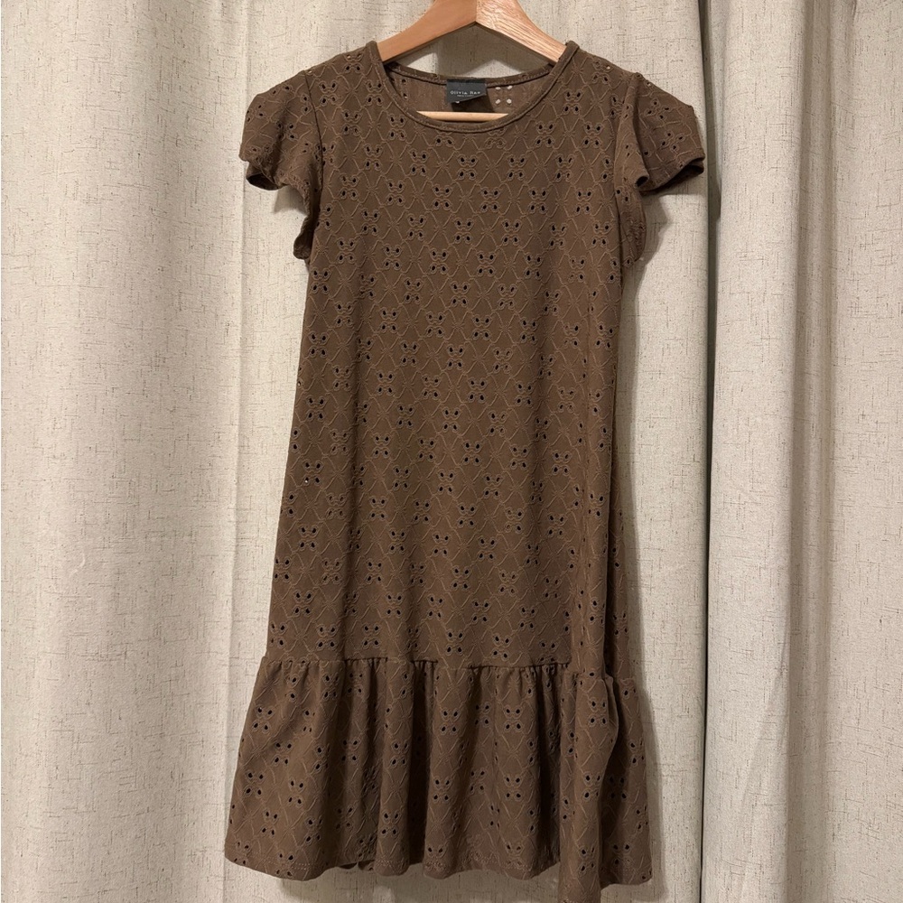 Olivia Rae Brown eyelet mini dress